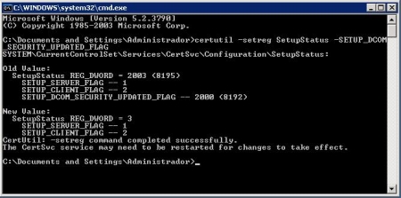 Solución al error de Inscripción automatica de certificados Windows 2003